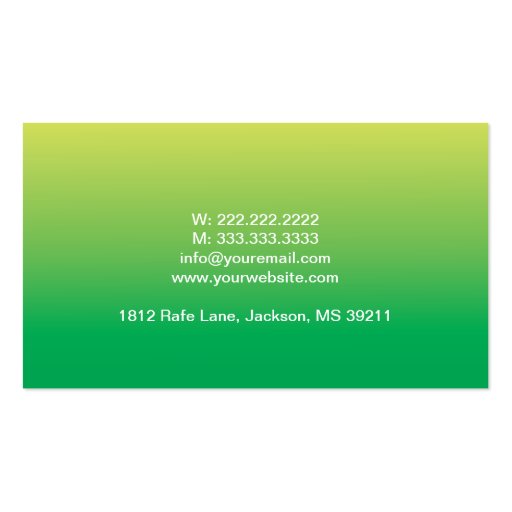 Soft Green Massage Therapist Business Card (back side)