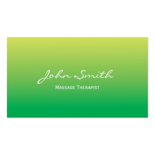 Soft Green Massage Therapist Business Card (front side)