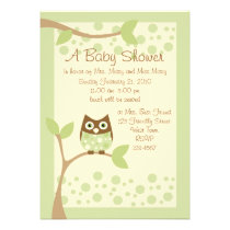 Soft Green Owl Baby Shower Invitation invitations