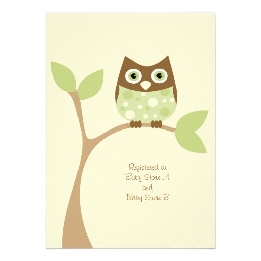 Soft Green Owl Baby Shower Invitation