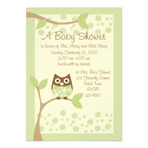Soft Green Owl Baby Shower Invitation