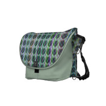 Soft Green Plaid Dots Rickshaw Messenger Bag