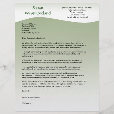 Cover Letters Templates on Soft Green Wave Custom Cover Letter Template Custom Letterhead From