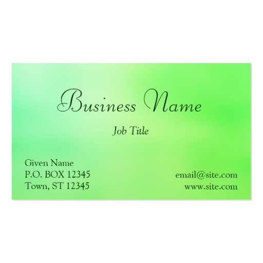 Soft Greens Business Card (front side)