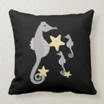 Soft Grey Sea Horses Pillow