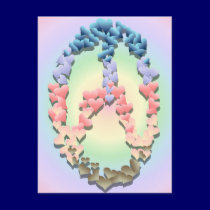 Soft Heart Peace Symbol Postcard by Lotacats Soft Heart Peace Symbol Postcard