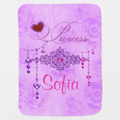 Soft Lavender Roses & Jewels Princess Baby Blanket