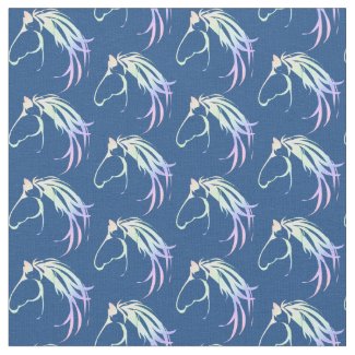 Soft Pastel Colorful Horse Head Logo art Fabric