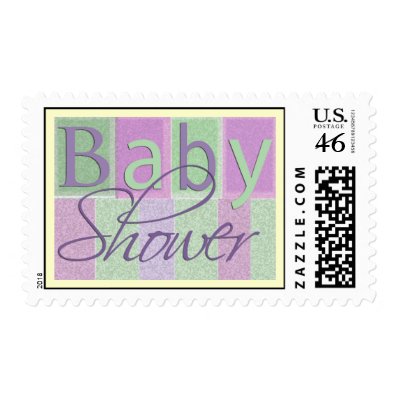 Soft pastel purple green baby shower stamp