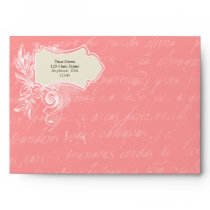 Soft Pink A7 Vintage Script Envelopes