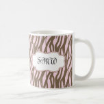 Soft Pink and Brown Monogram Frame Coffee Mugs