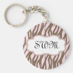 Soft Pink and Brown Monogram Frame Keychain