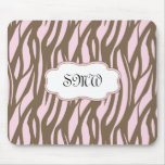 Soft Pink and Brown Monogram Frame Mouse Pad