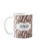 Soft Pink and Brown Monogram Frame Coffee Mugs