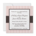 Soft Pink and Dark Brown Inset Square Invitations