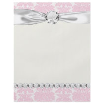 soft pink and white flourish damask pattern full color flyer