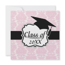 soft pink and white flourish damask pattern invitation