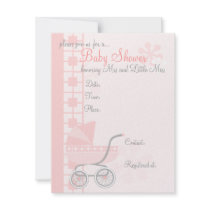 Soft Pink Baby Buggy Custom Announcement