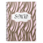 Soft Pink + Brown Monogram Frame Journal Notebook