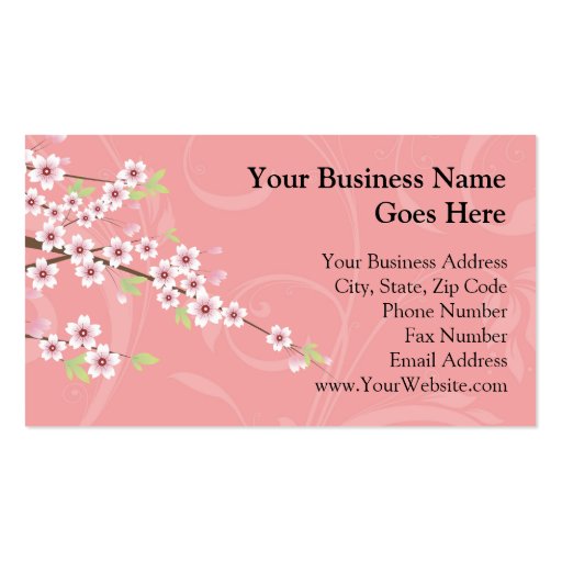 Soft Pink Cherry Blossom Business Card (front side)
