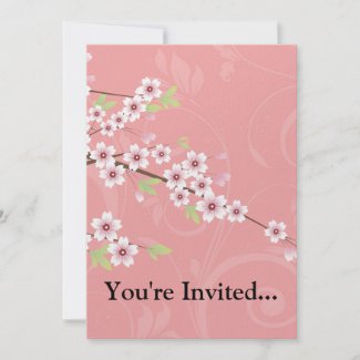 Soft Pink Cherry Blossom Personalized Invitation