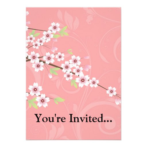 Soft Pink Cherry Blossom Personalized Invitation