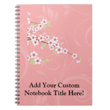 Soft Pink Cherry Blossom Spiral Note Books