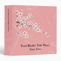 Soft Pink Cherry Blossom Vinyl Binders