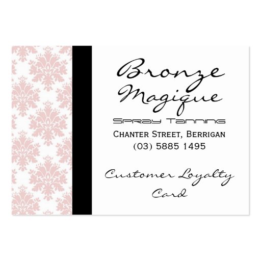 Soft Pink Damask Business Customer Loyalty Cards Business Cards (front side)