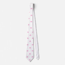 Soft  Pink Fleur de Lis on White Wedding Tie