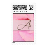 Soft pink flower - monogram postage stamps