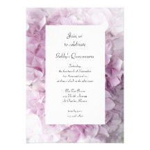 Soft Pink Hydrangea Quinceanera Party Invitation