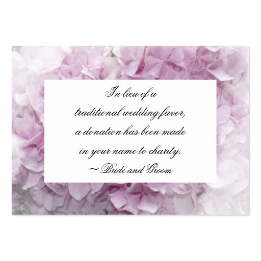 Soft Pink Hydrangea Wedding Charity Favor Card Business Cards (front side)