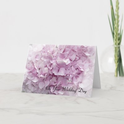 Soft Pink Hydrangea Wedding Day Card by loraseverson