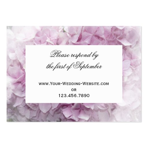 Soft Pink Hydrangea Wedding RSVP Response Card Business Card Templates (front side)