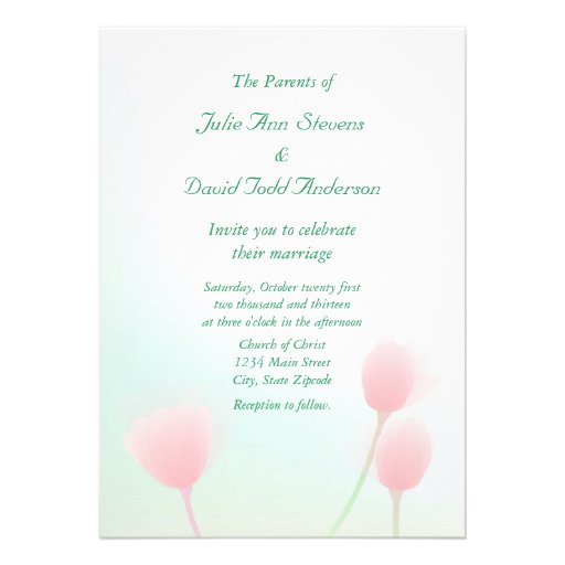 Soft Pink Pastel Tulips Wedding Invite