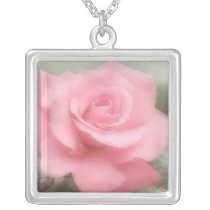 Soft Pink Rose Pendant necklaces