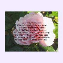 Soft Pink Rose with Romantic Verse postcards