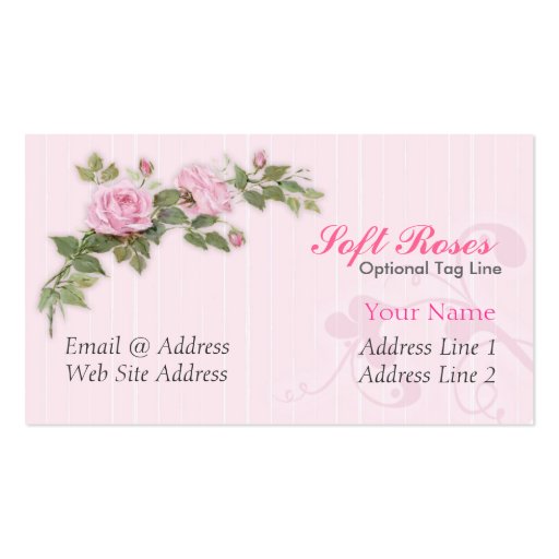 Soft Pink Roses Business Cards (front side)