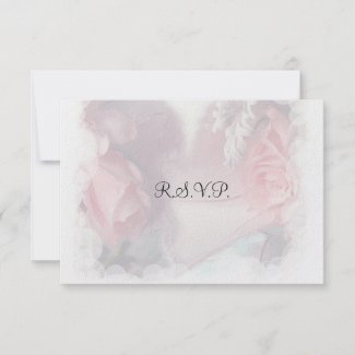 Soft Pink Roses Wedding RSVP invitation