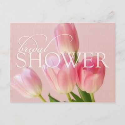 Soft Pink Tulips Bridal Shower Template Postcard by twoheartsshoppe