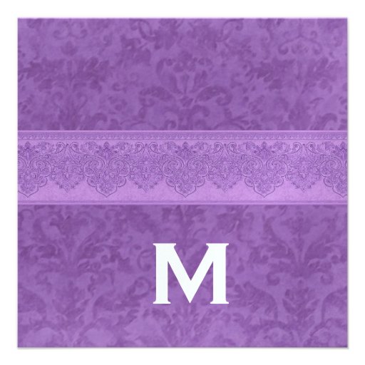 Soft Purple and White Damask Wedding Template Announcement
