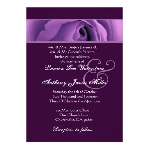 Soft Purple Rose Wedding Template H438 Personalized Announcement