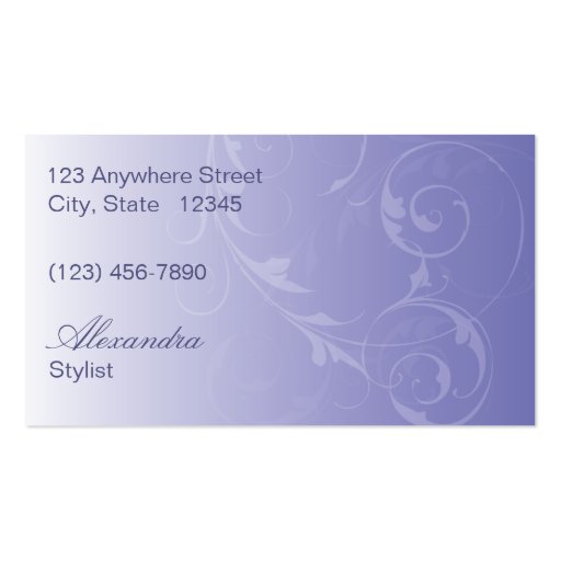 Soft Purple Salon or Spa Business Card (back side)