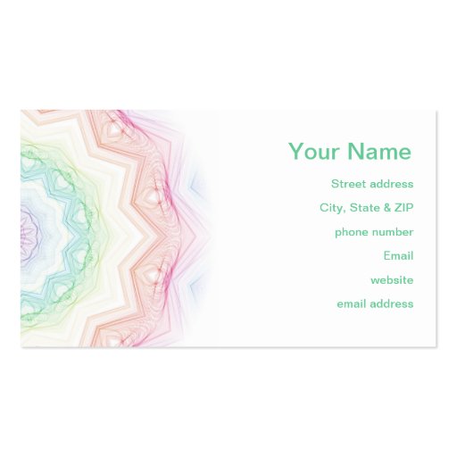 Soft Rainbow Spirograph Business Card Template (back side)
