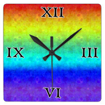 Soft Rainbow Square Wall Clock