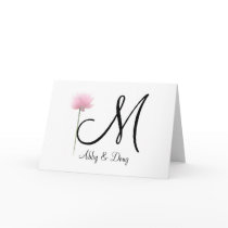 Soft rose with monogram greeting card