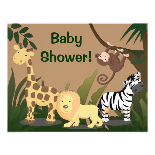 Soft Safari Baby Shower Invitation (front side)