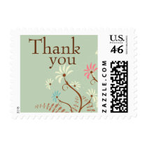 Soft teal   cream floral thank you wedding stamps