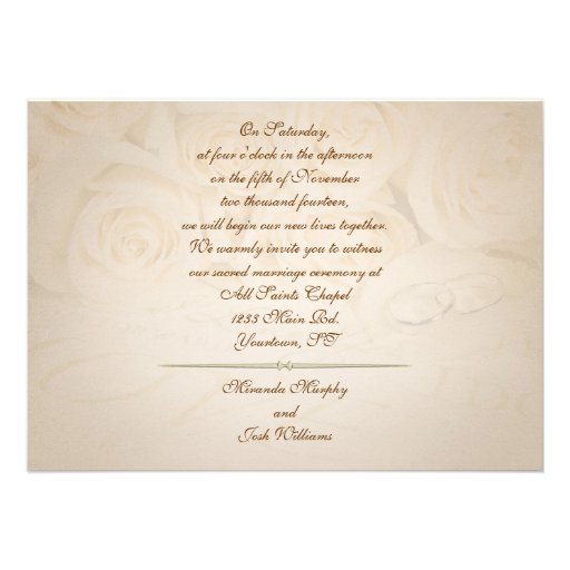 Soft Wedding Roses Personalized Invite